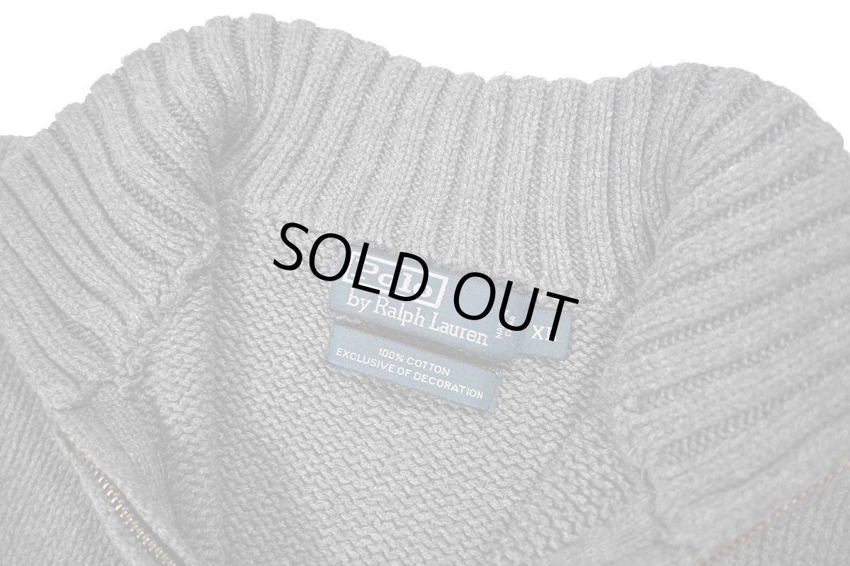 画像4: Used Polo Ralph Lauren Quarter Zip Cotton Knit Grey ラルフローレン (4)