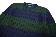 画像2: Used Polo Ralph Lauren Cotton Knit Navy/Green ラルフローレン (2)