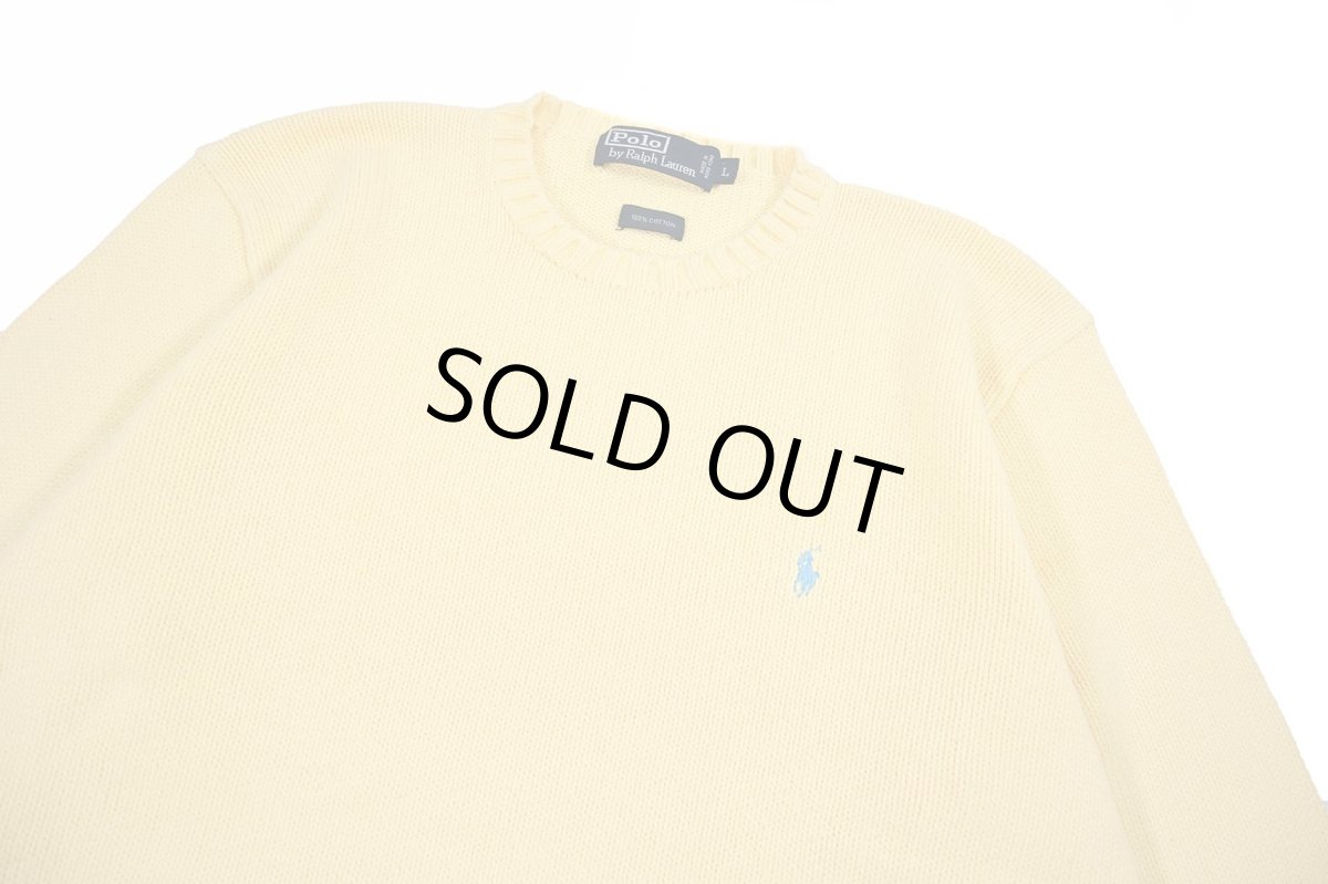 画像2: Used Polo Ralph Lauren Cotton Knit Yellow ラルフローレン (2)