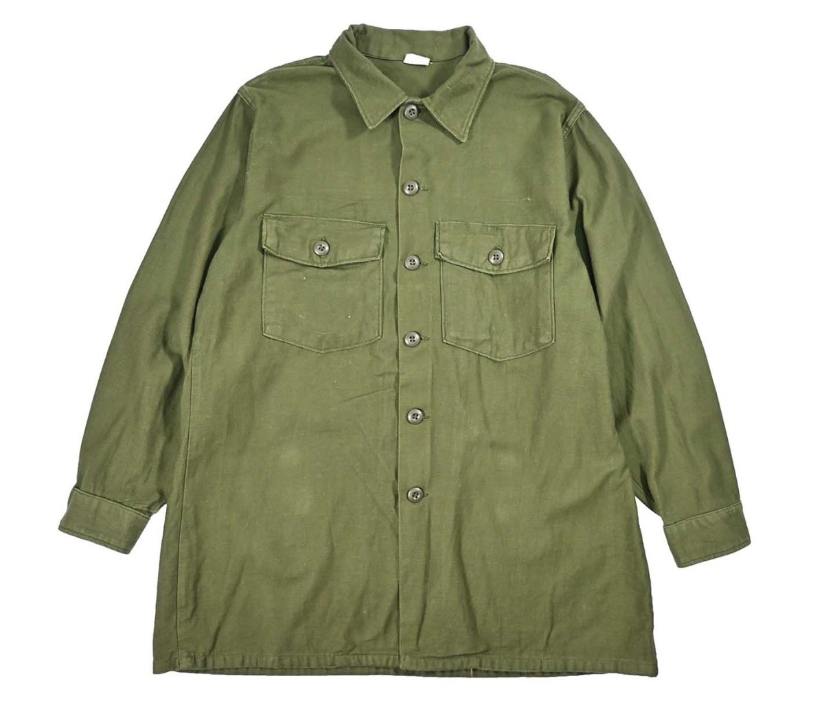画像1: Used Us Military Cotton Sateen OG 107 Utility Shirt (1)