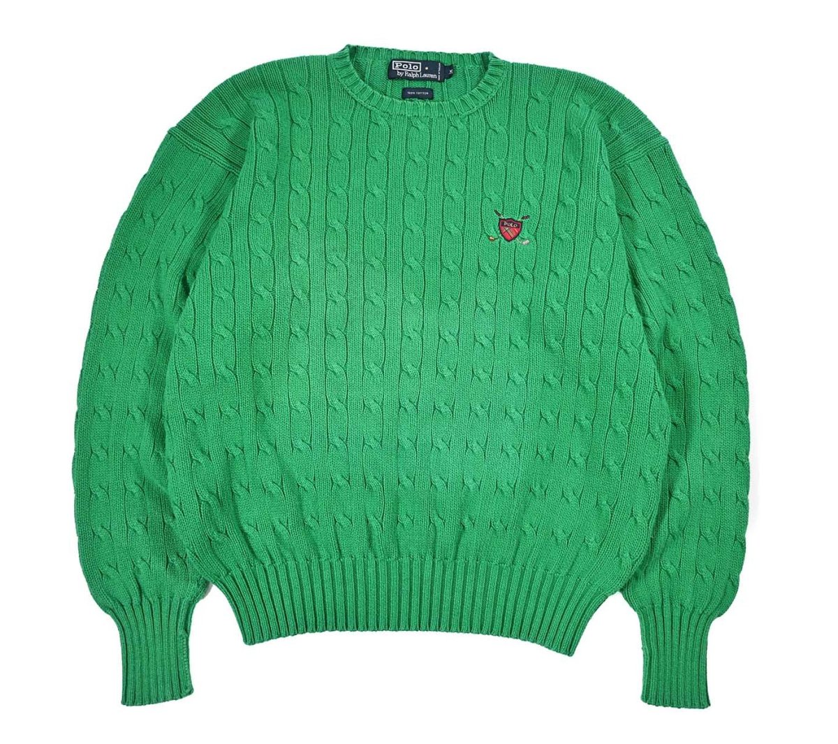 画像1: Used Polo Ralph Lauren Cotton Knit Green ラルフローレン (1)