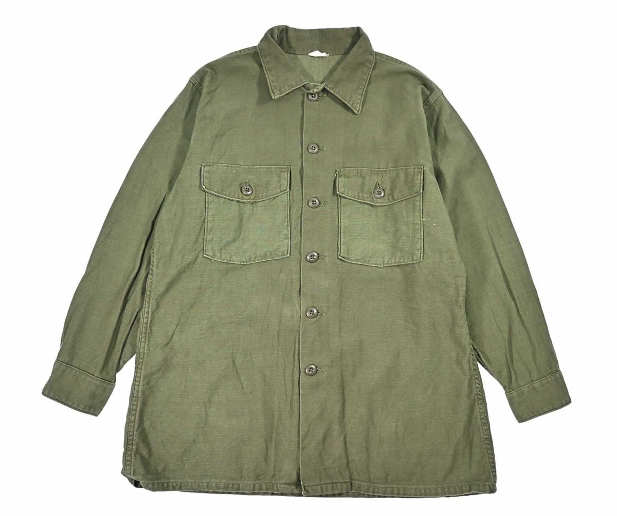 画像1: Used Us Military Cotton Sateen OG 107 Utility Shirt (1)