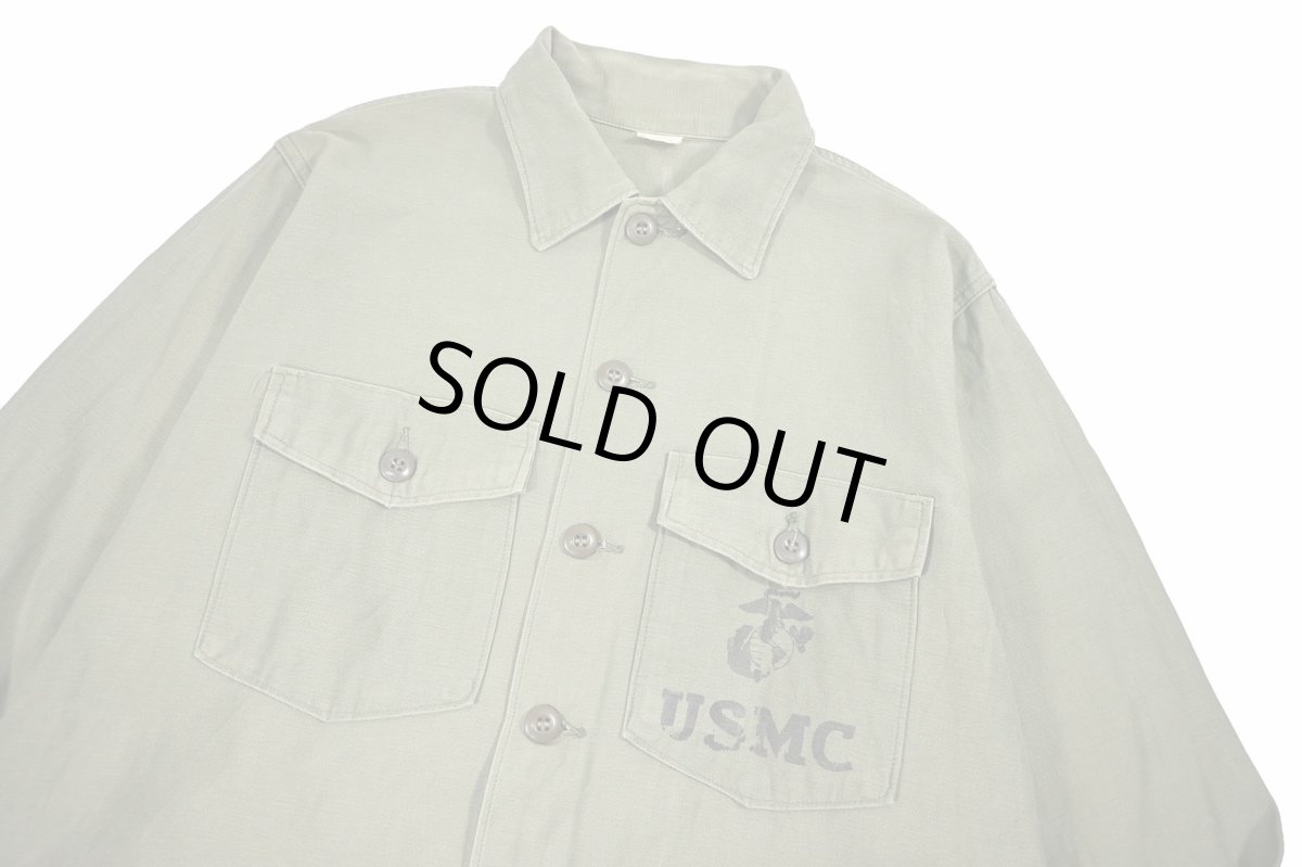 画像2: Used Us Military Cotton Sateen OG 107 Utility Shirt (2)
