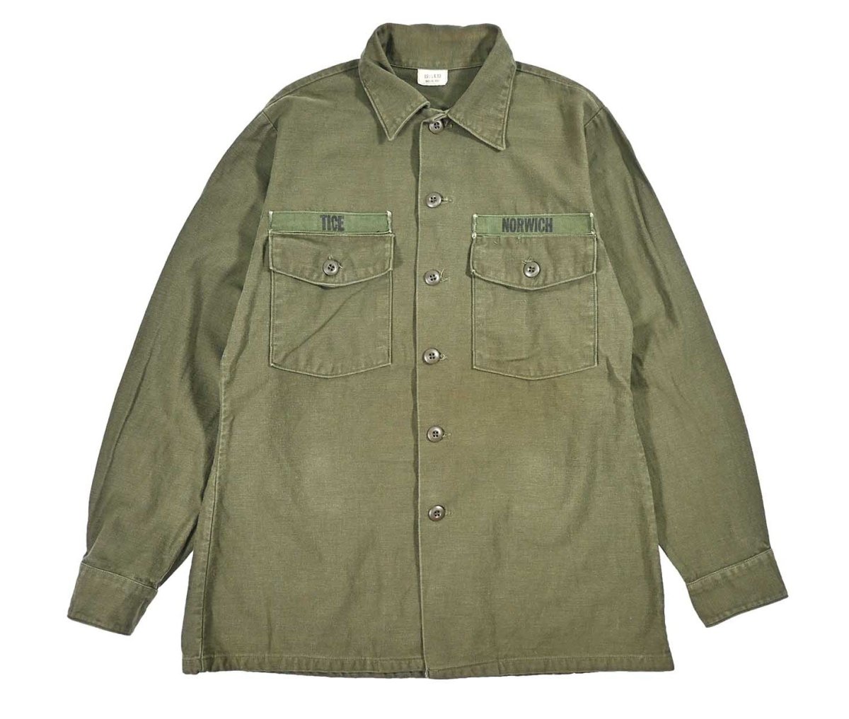 画像1: Used Us Military Cotton Sateen OG 107 Utility Shirt (1)