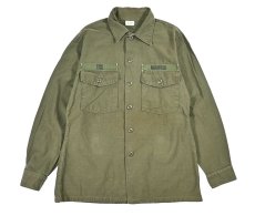 画像1: Used Us Military Cotton Sateen OG 107 Utility Shirt (1)