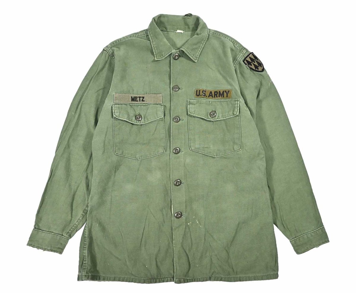 画像1: Used Us Military Cotton Sateen OG 107 Utility Shirt (1)