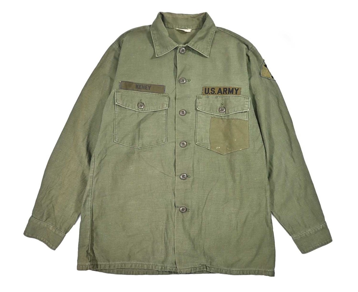 画像1: Used Us Military Cotton Sateen OG 107 Utility Shirt (1)