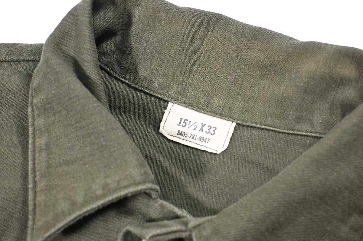 画像4: Used Us Military Cotton Sateen OG 107 Utility Shirt (4)