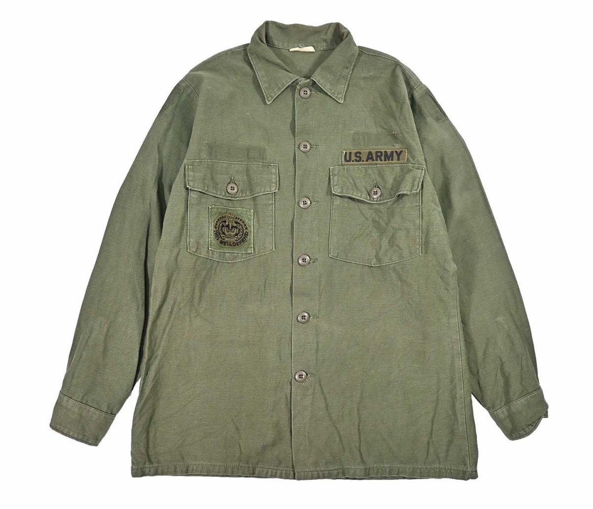 画像1: Used Us Military Cotton Sateen OG 107 Utility Shirt (1)