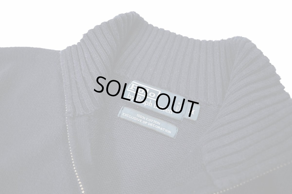 画像4: Used Polo Ralph Lauren Quarter Zip Cotton Knit Navy ラルフローレン (4)
