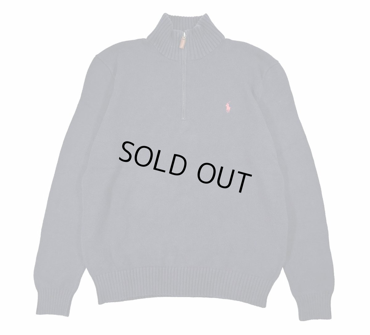 画像1: Used Polo Ralph Lauren Quarter Zip Cotton Knit Navy ラルフローレン (1)