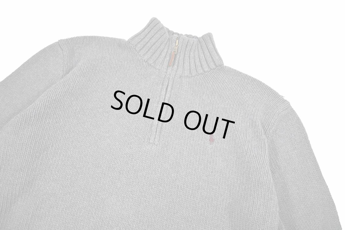 画像2: Used Polo Ralph Lauren Quarter Zip Cotton Knit Grey ラルフローレン (2)