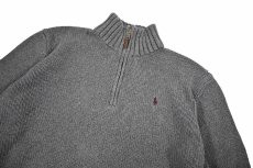 画像2: Used Polo Ralph Lauren Quarter Zip Cotton Knit Grey ラルフローレン (2)