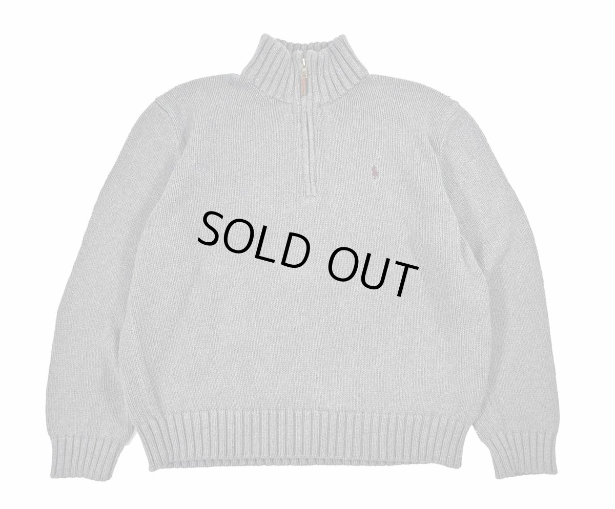 画像1: Used Polo Ralph Lauren Quarter Zip Cotton Knit Grey ラルフローレン (1)