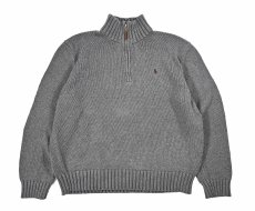 画像1: Used Polo Ralph Lauren Quarter Zip Cotton Knit Grey ラルフローレン (1)