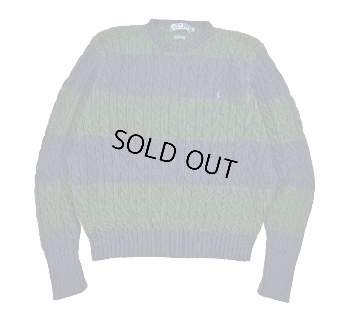 画像1: Used Polo Ralph Lauren Cotton Knit Navy/Green ラルフローレン (1)