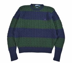 画像1: Used Polo Ralph Lauren Cotton Knit Navy/Green ラルフローレン (1)