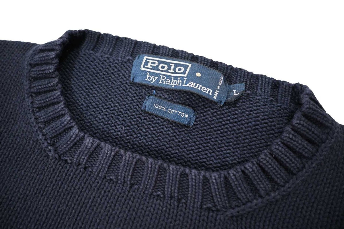 画像4: Used Polo Ralph Lauren Cotton Knit Navy ラルフローレン (4)