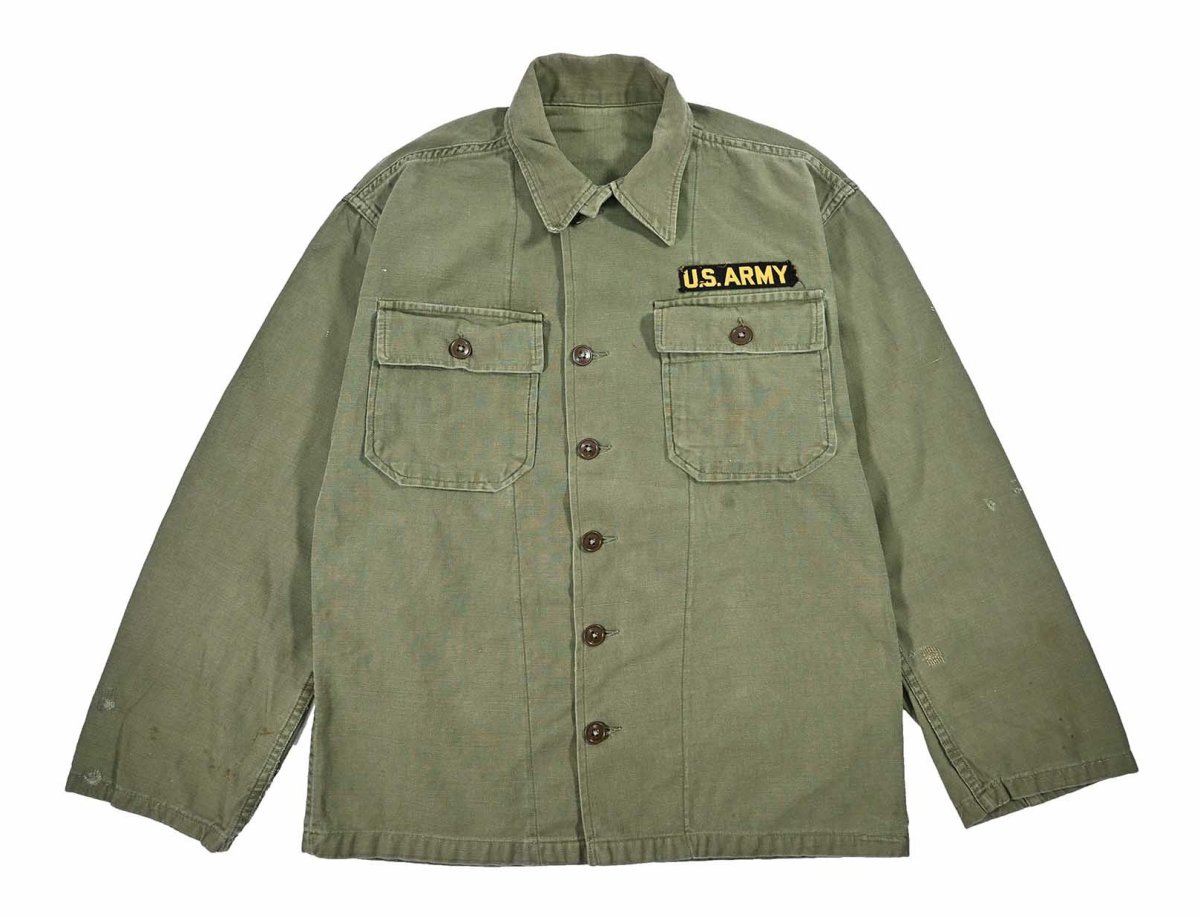 画像1: Used Us Military Cotton Sateen OG 107 Utility Shirt (1)