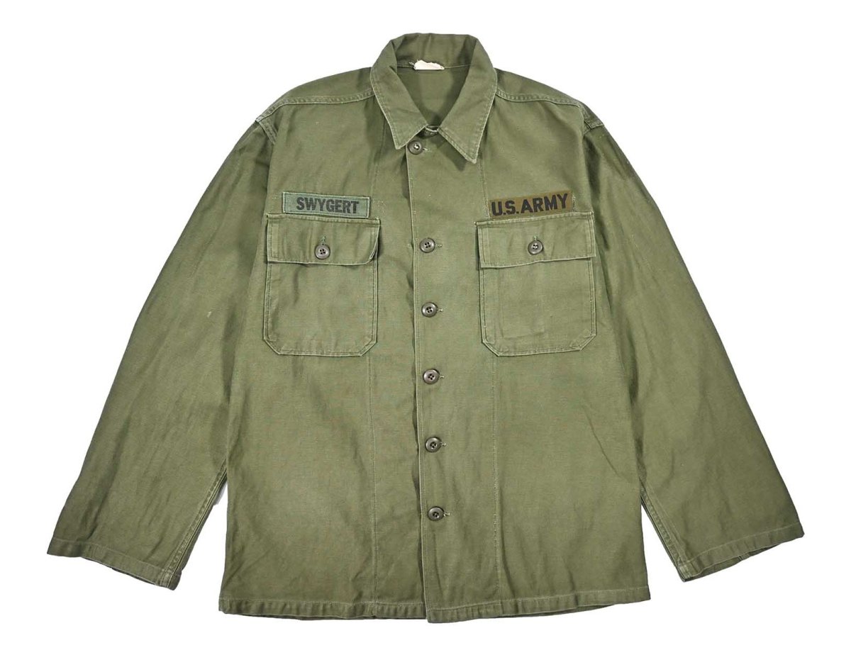 画像1: Used Us Military Cotton Sateen OG 107 Utility Shirt (1)