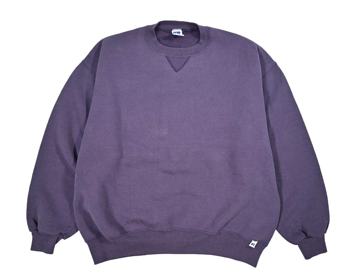 画像1: Used Russell Athletic Blank Sweat Shirt Purple made in USA (1)