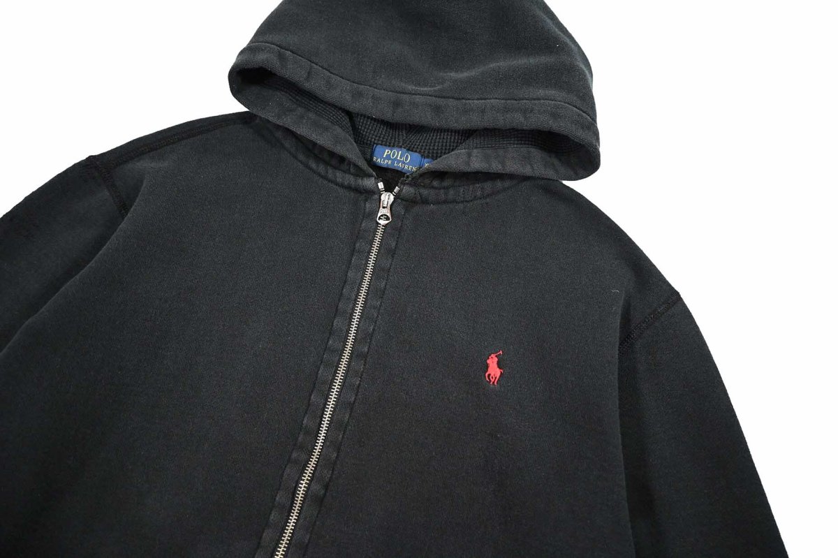 画像2: Used Polo Ralph Lauren Zip Sweat Hoodie Black ラルフローレン (2)