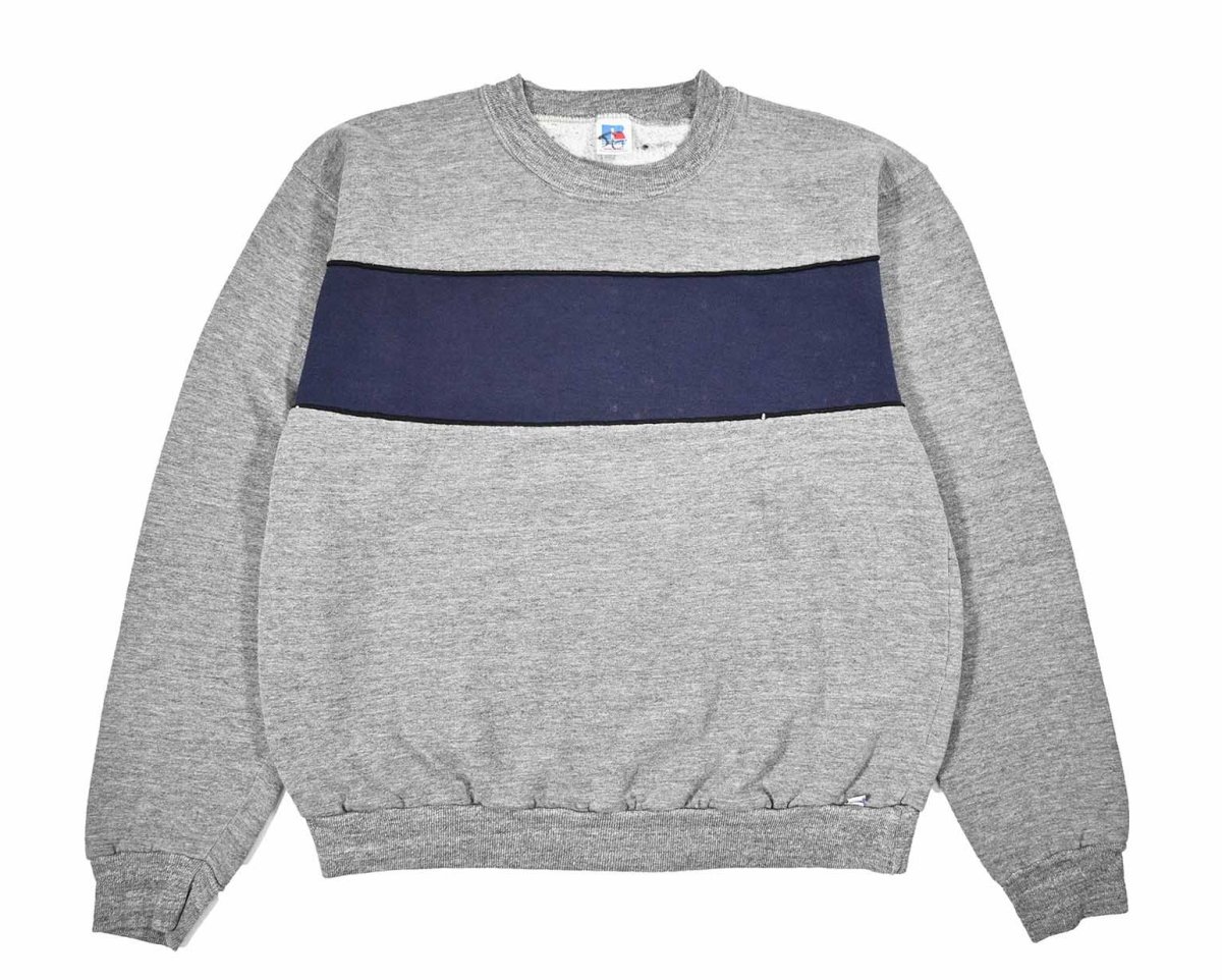 画像1: Used Russell Athletic Blank Sweat Shirt Grey/Navy made in USA (1)