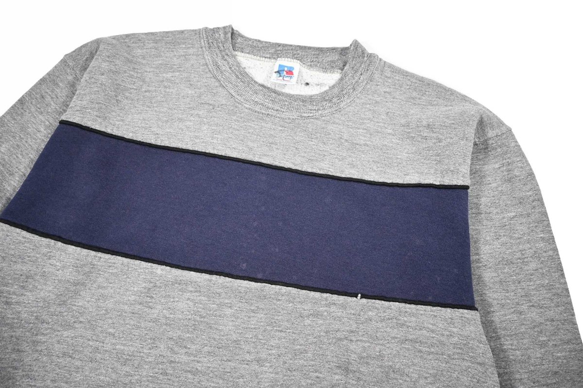 画像2: Used Russell Athletic Blank Sweat Shirt Grey/Navy made in USA (2)