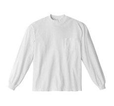 画像1: Los Angeles Apparel Garment Dye 6.5oz L/S Pocket Tee White ロサンゼルス アパレル (1)