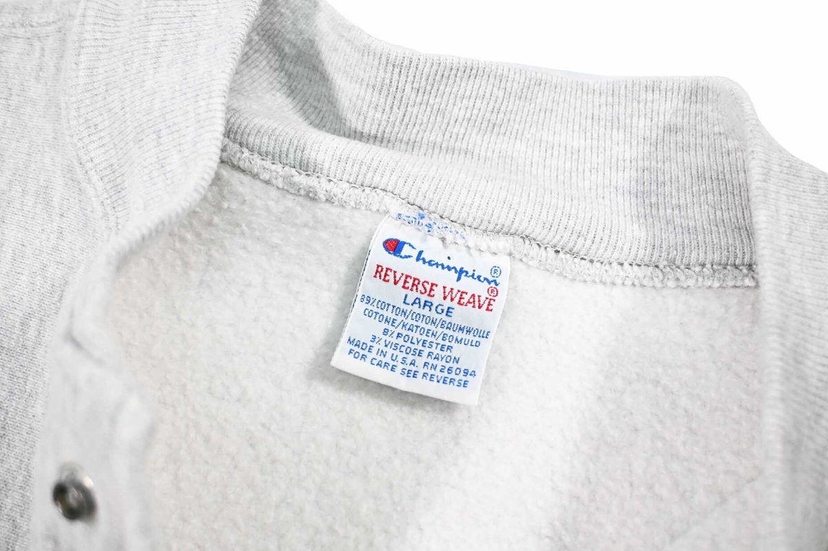 画像4: 90s Used Champion Reverse Weave Snap Cardigan Ash made in USA (4)