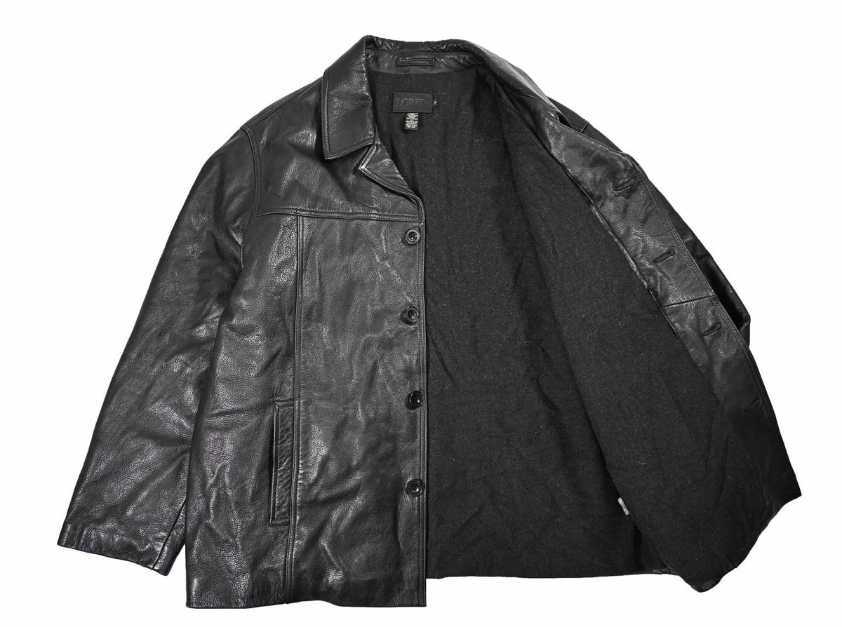 画像5: Used J.Crew Leather Coat Black (5)