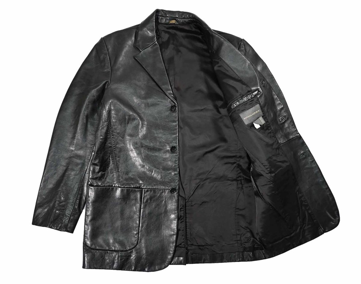 画像5: Used Banana Republic Leather Jacket Black (5)