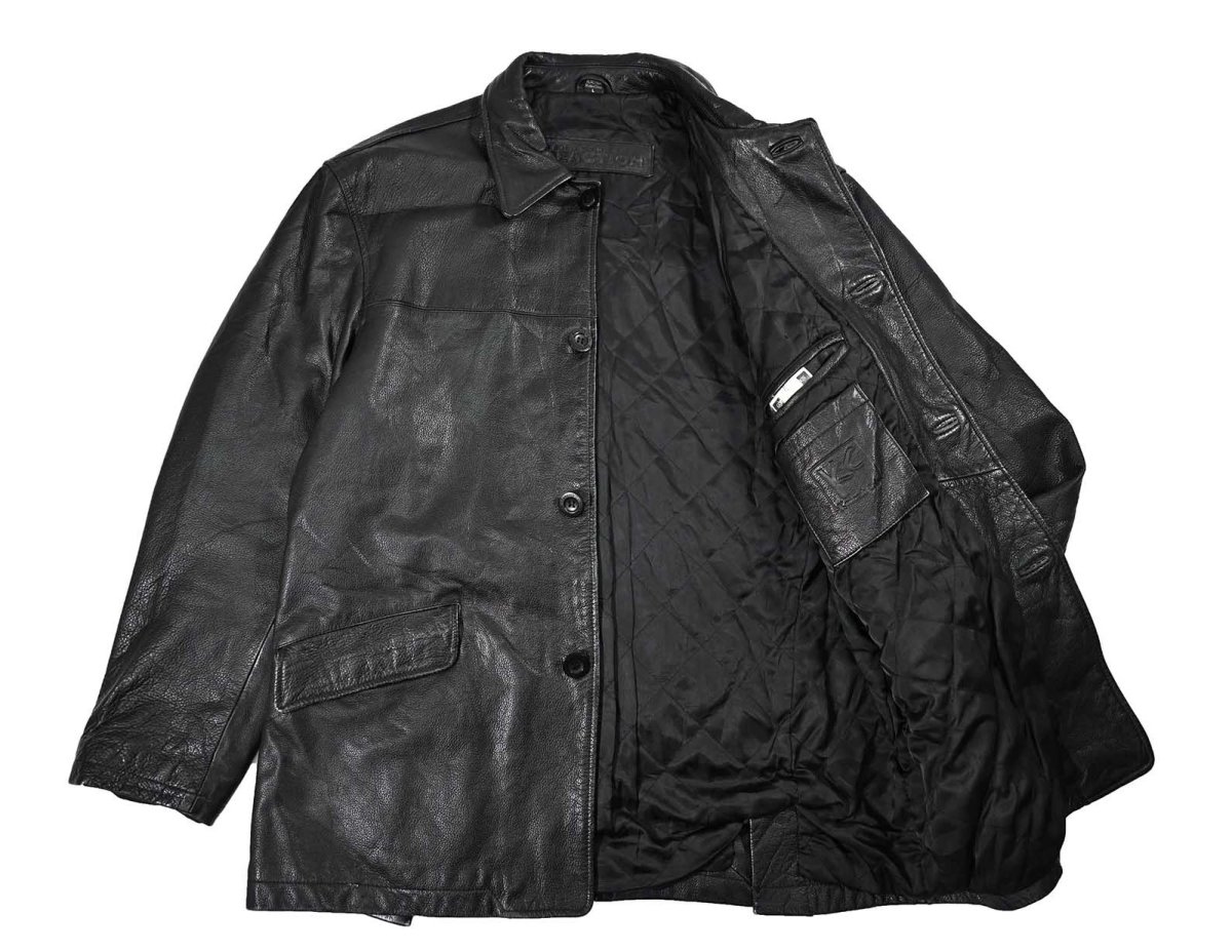 画像5: Used Kenneth Cole Reaction Leather Coat Black (5)