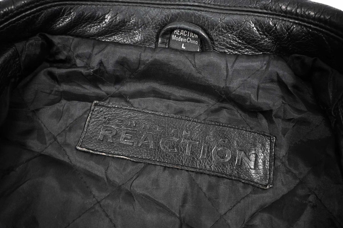 画像6: Used Kenneth Cole Reaction Leather Coat Black (6)