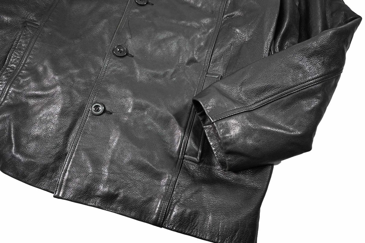 画像4: Used J.Crew Leather Coat Black (4)