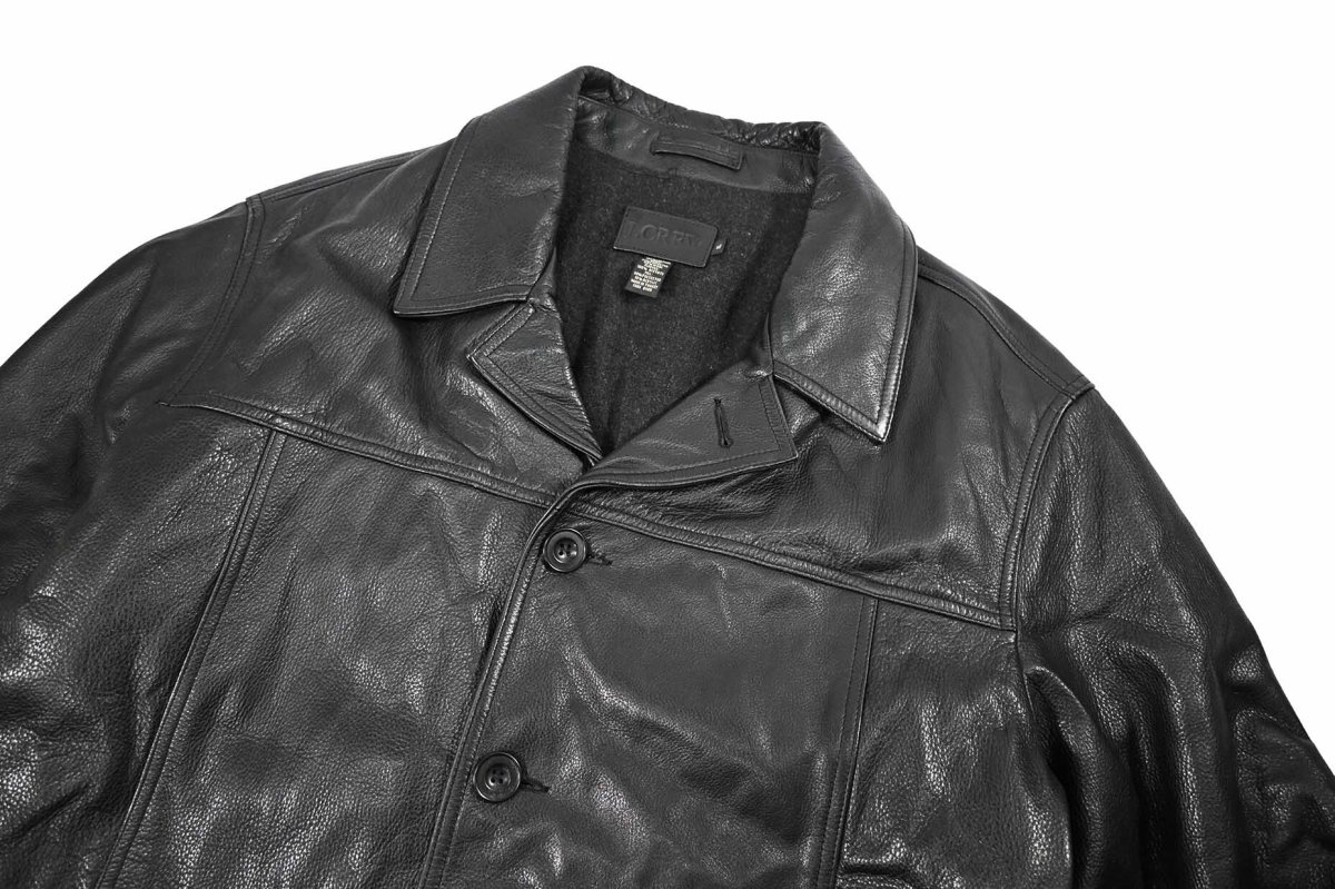 画像3: Used J.Crew Leather Coat Black (3)