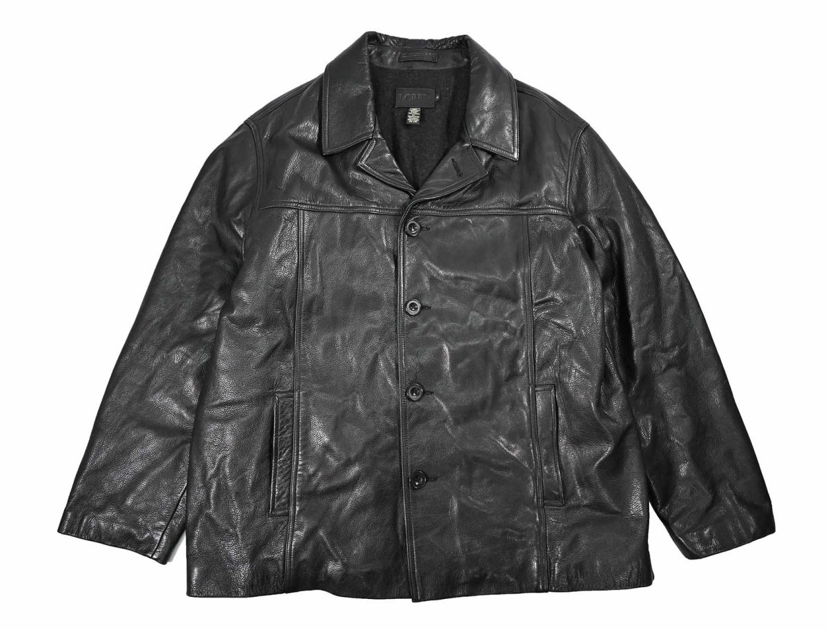 画像1: Used J.Crew Leather Coat Black (1)