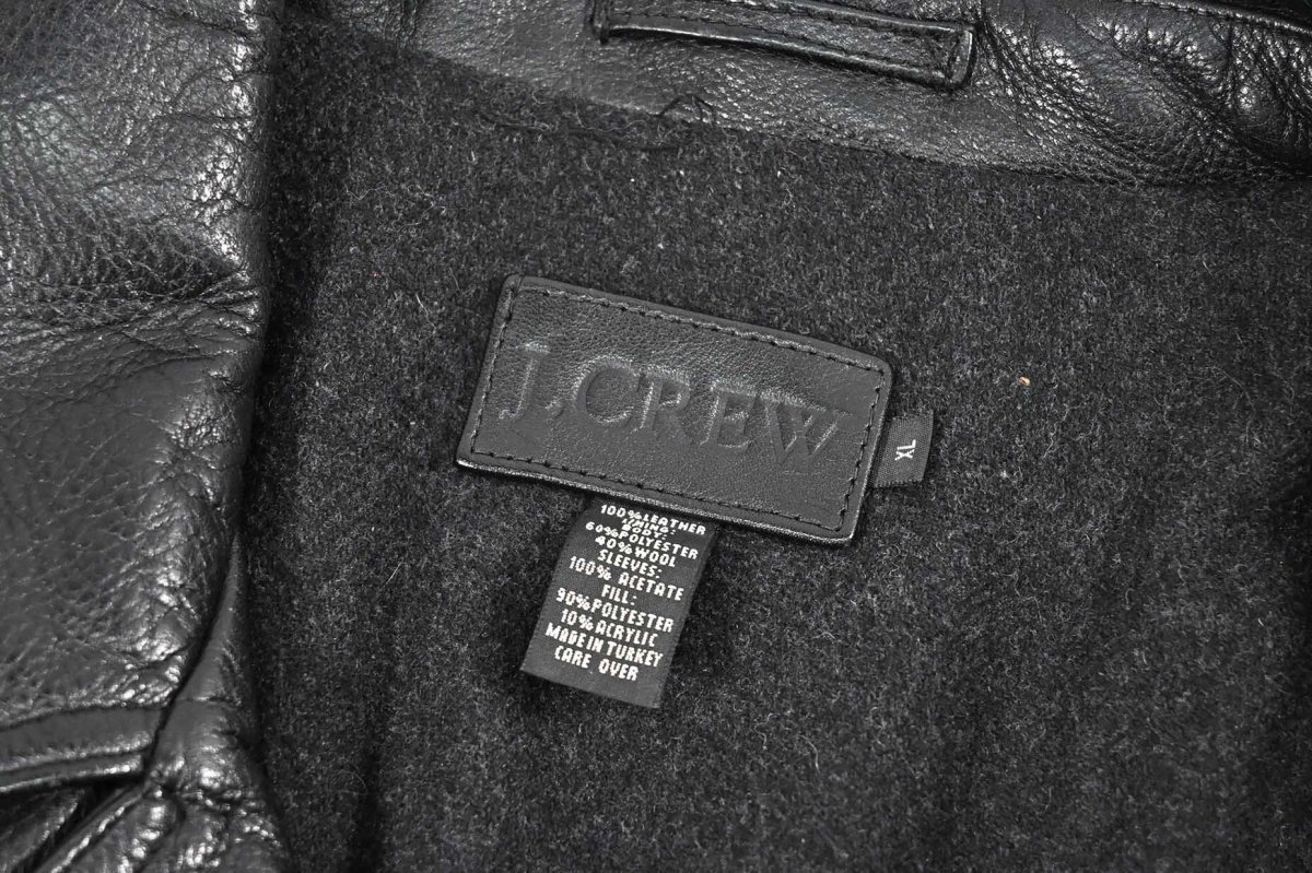 画像6: Used J.Crew Leather Coat Black (6)