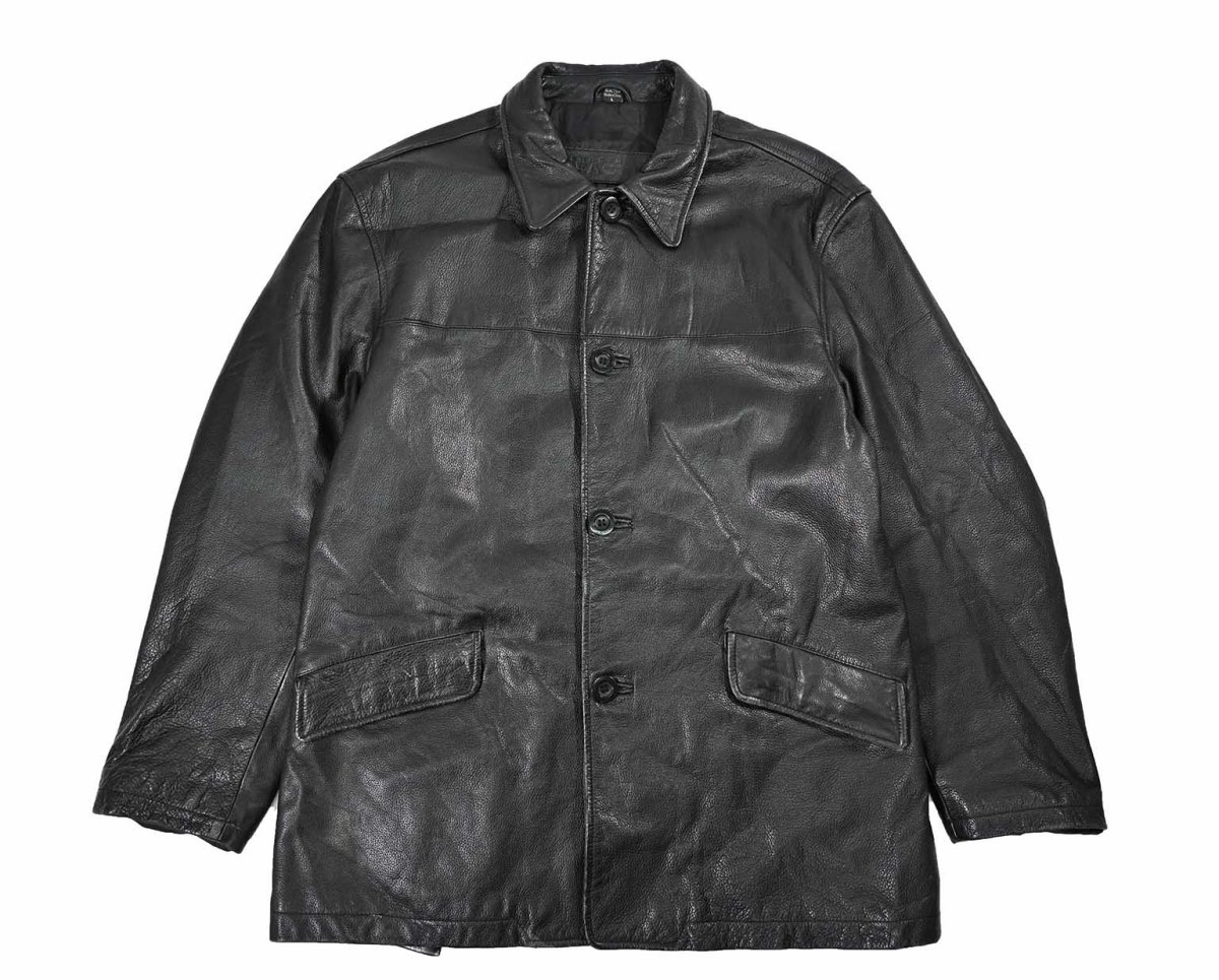 画像1: Used Kenneth Cole Reaction Leather Coat Black (1)