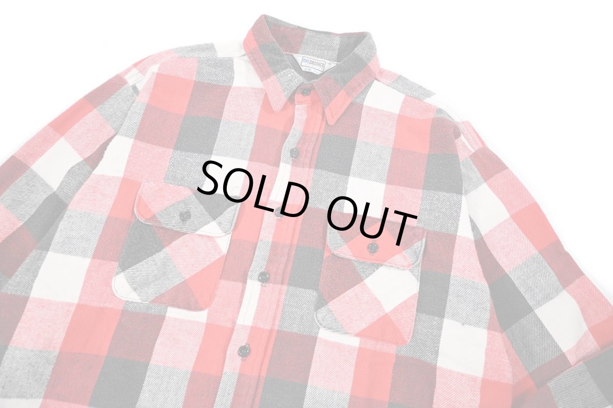 画像2: 80s Used Five Brothers Heavy Flannel Shirt made in USA (2)