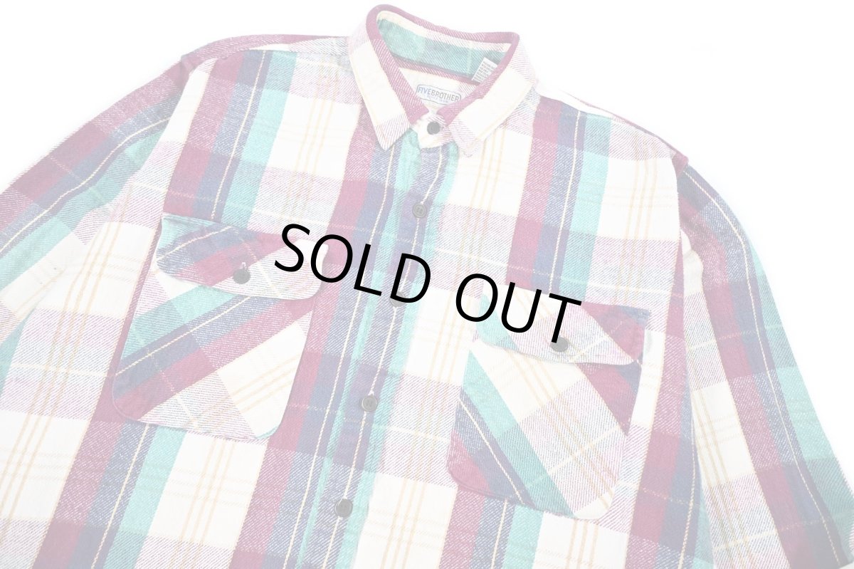 画像2: 90s Used Five Brother Heavy Flannel Shirt (2)