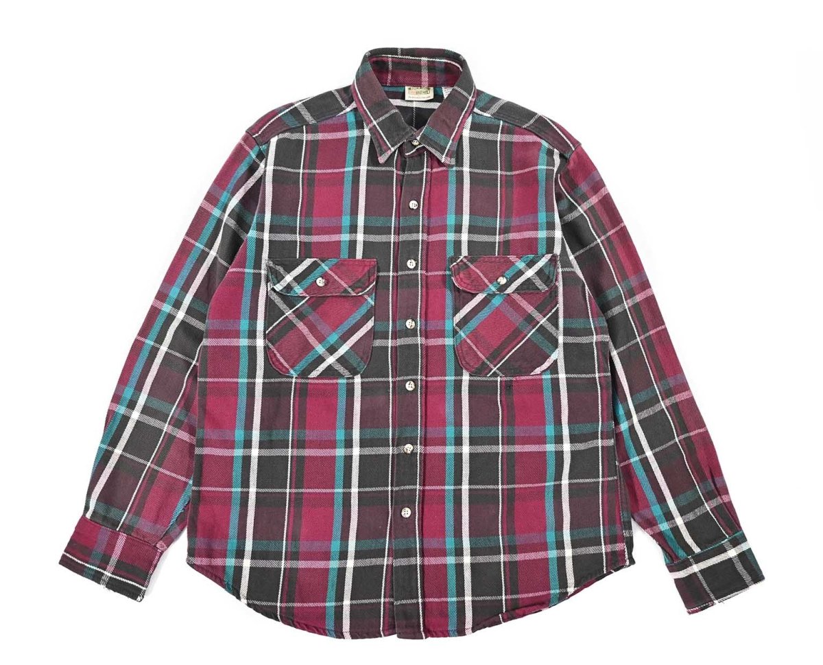 画像1: 90s Used Five Brothers Heavy Flannel Shirt (1)