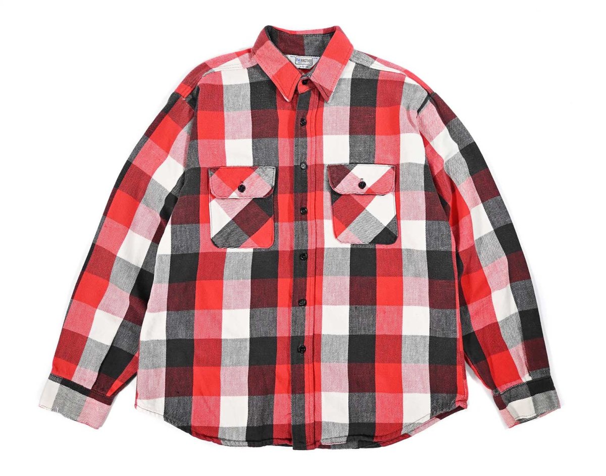 画像1: 80s Used Five Brothers Heavy Flannel Shirt made in USA (1)