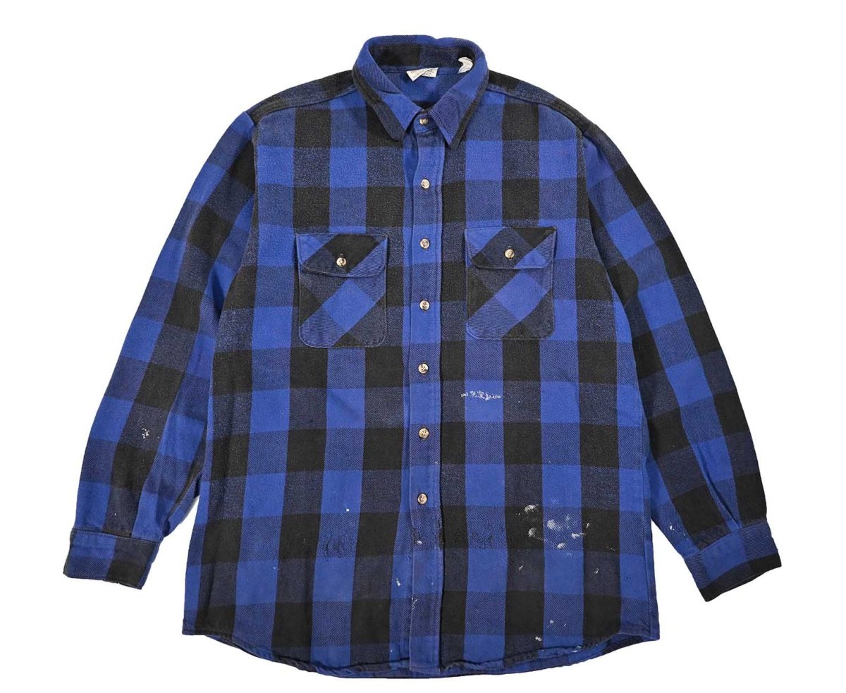 画像1: 90s Used Five Brothers Heavy Flannel Shirt (1)