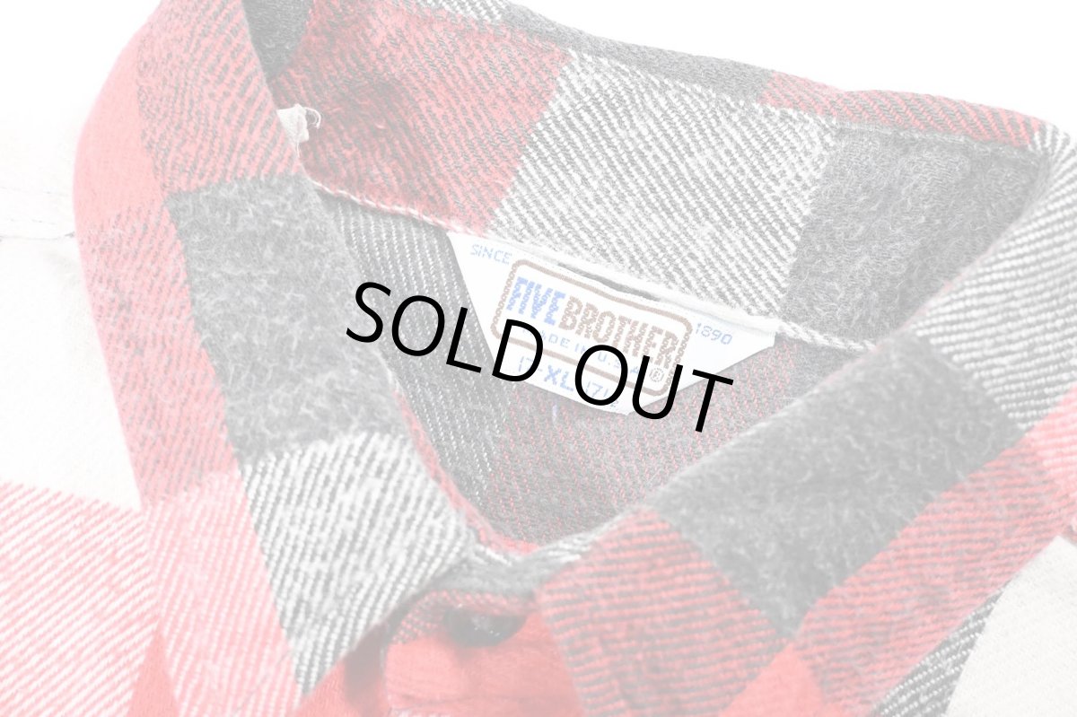 画像4: 80s Used Five Brothers Heavy Flannel Shirt made in USA (4)