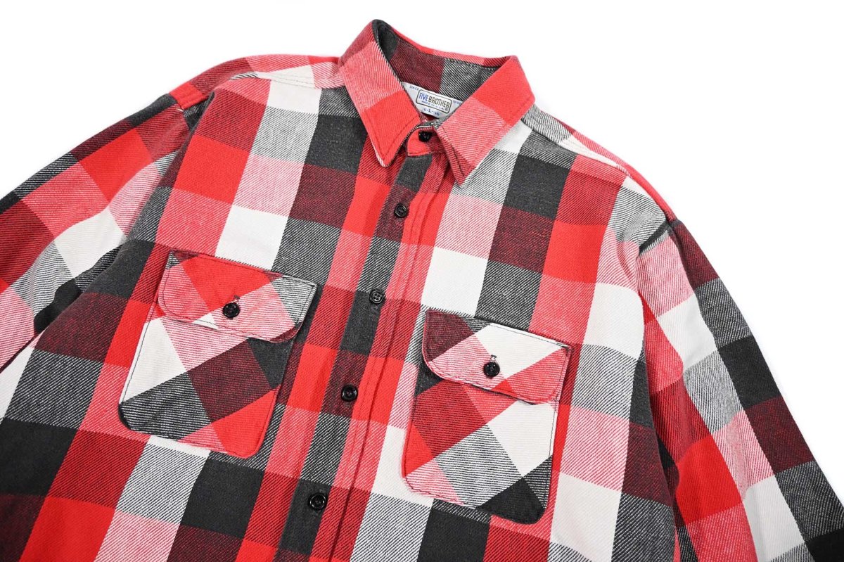 画像2: 80s Used Five Brothers Heavy Flannel Shirt made in USA (2)