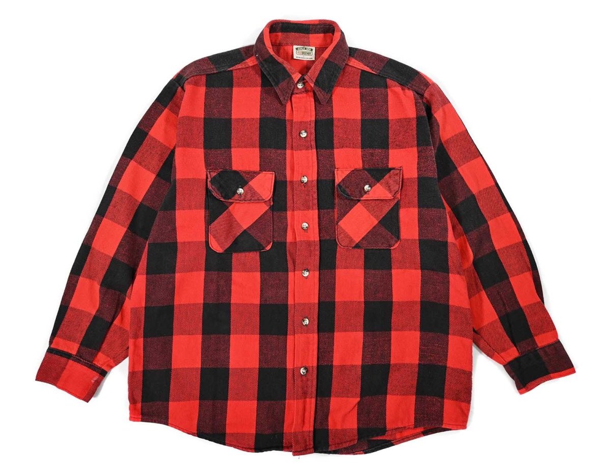 画像1: 90s Used Five Brothers Heavy Flannel Shirt (1)