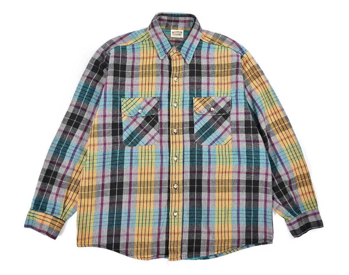 画像1: 90s Used Five Brothers Heavy Flannel Shirt made in USA (1)