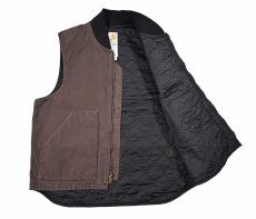 画像5: Used Carhartt Quilt Lined Duck Vest Dark Brown (5)