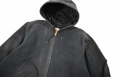 画像3: Used Carhartt Quilt Lined Duck Hooded Jacket Black (3)